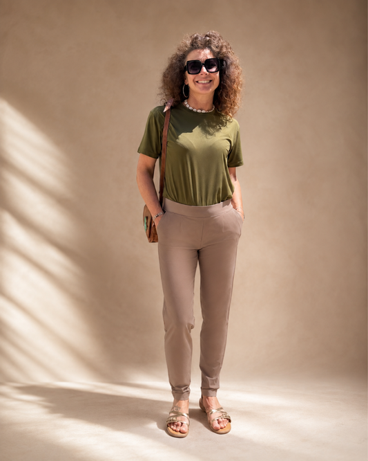 Pantalon respirant et recyclé - Etienne couleur taupe
